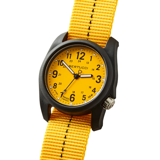 Bertucci DX3 Plus Field Watch 40mm – Pro-Yellow Dial, Nylon B-Type Dash Line Band