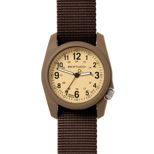 Bertucci DX3 field watch 40mm patrol khaki dial field brown nylon band military outdoor watch