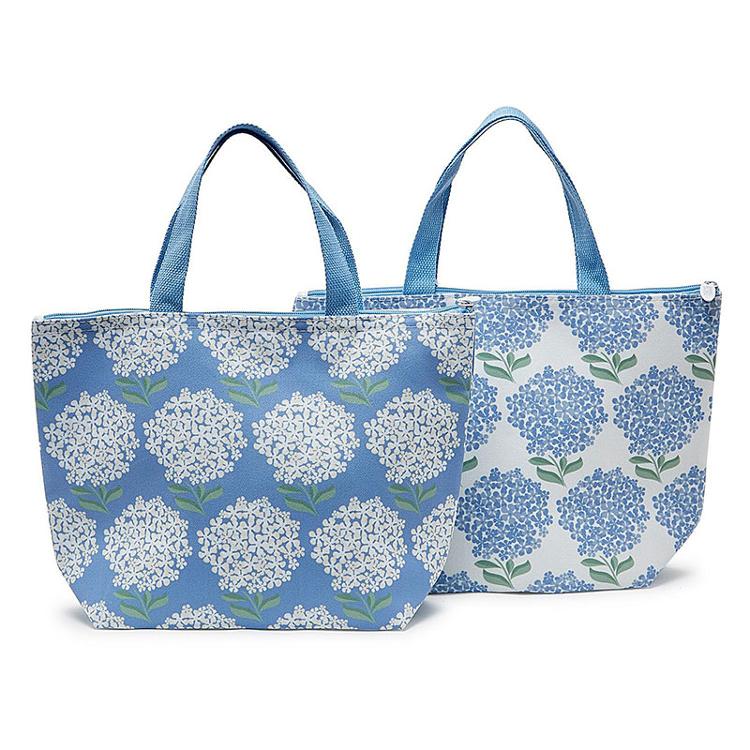 Two's Company Hydrangea Thermal Tote Bag – Insulated Zipper Lunch Tote