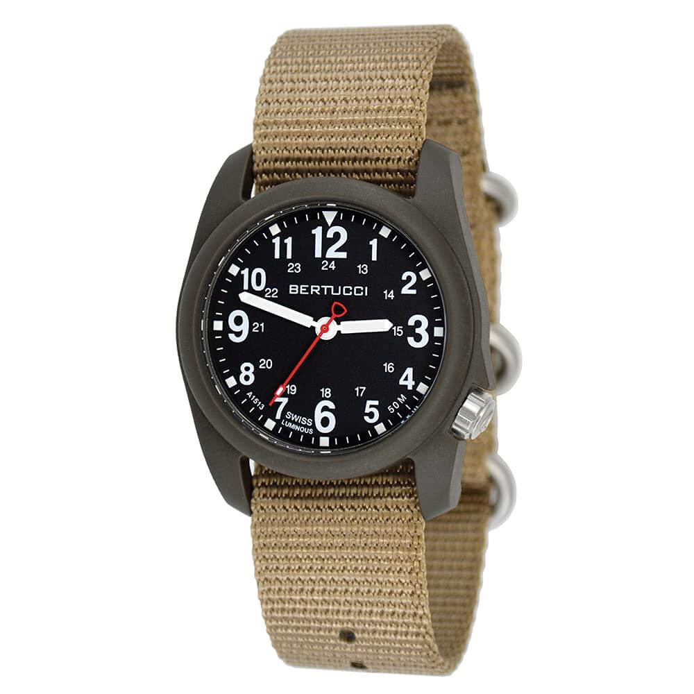 Bertucci DX3 Men’s Field Watch 11027 Coyote Nylon Band Swiss Super Luminous Technology