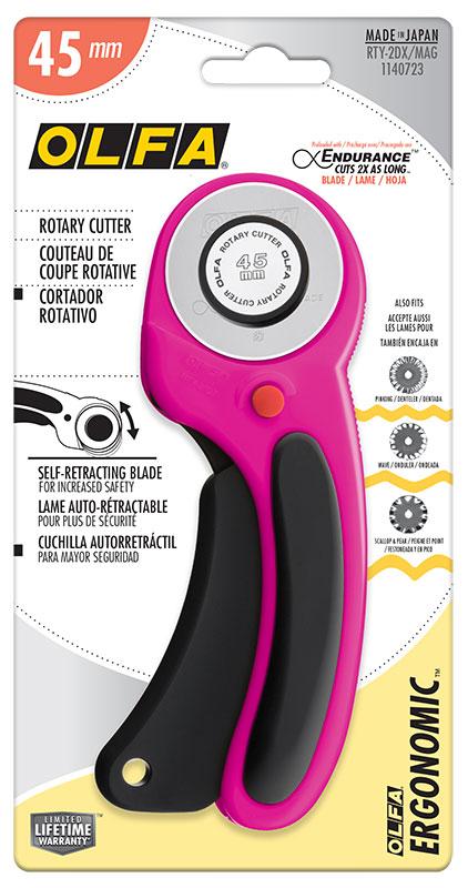 OLFA RTY-2DX 45mm Ergonomic Rotary Cutter Magenta 1140723