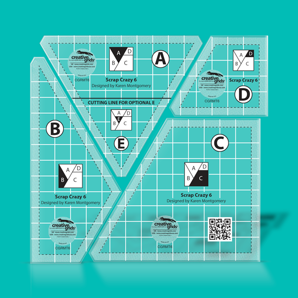 Creative Grids Scrap Crazy 6 Template Set Quilt Ruler - CGRMT6