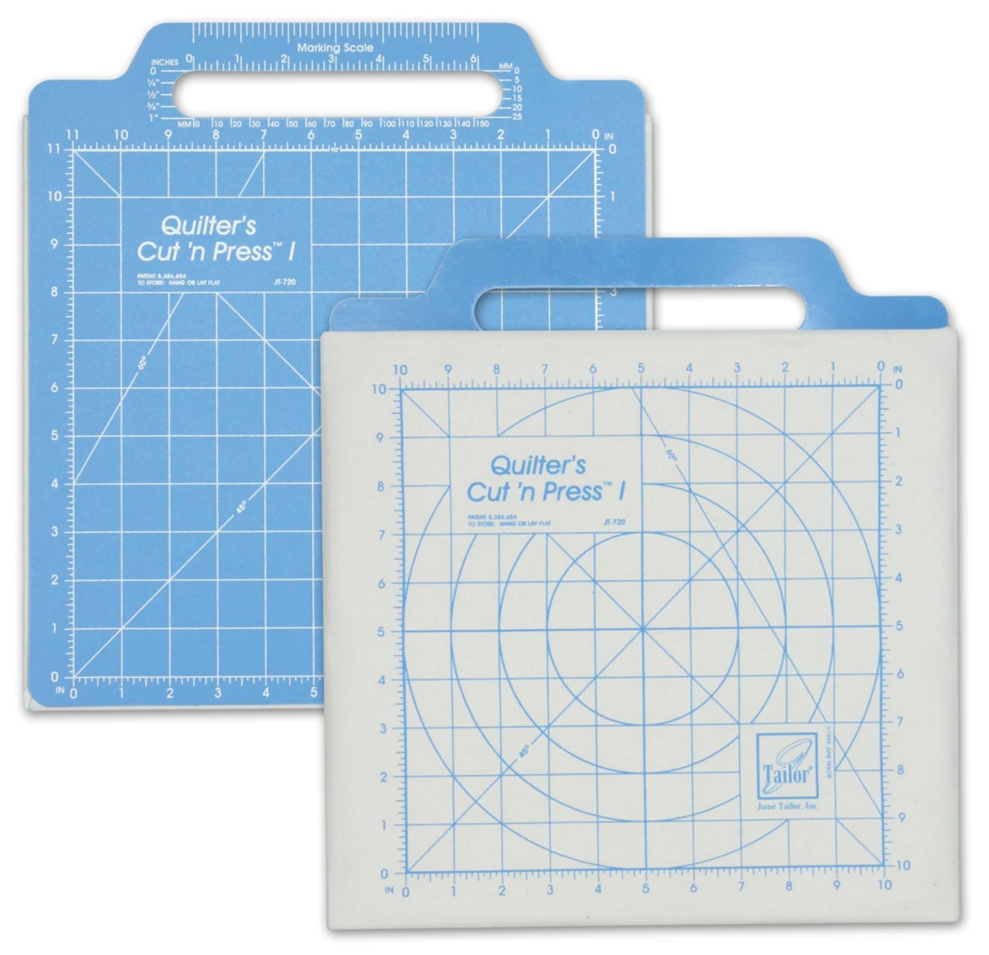Quilter's Cut 'n Press I teal 11 x 11 inch two-sided cutting mat and pressing board for quilting