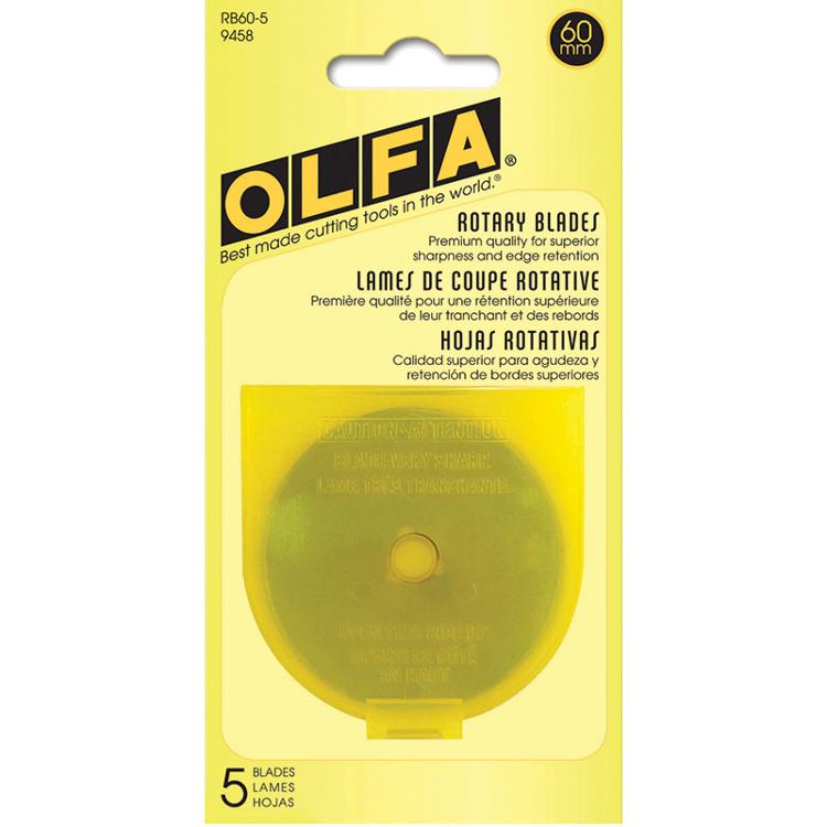 OLFA RB60-5 60mm rotary blades 5 pack replacement blades for 60mm rotary cutters