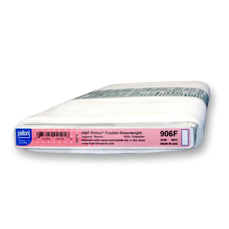 Pellon 906F Fusible Interfacing 20in wide white bolt, lightweight non-woven iron-on polyester for garments and craft sewing