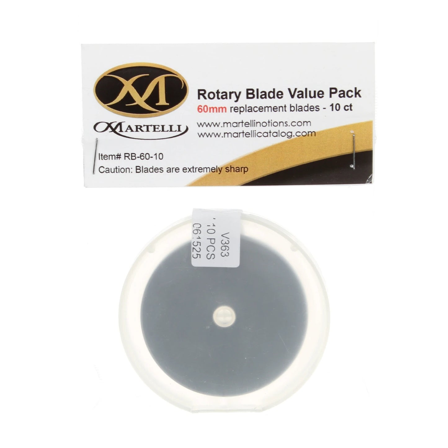 Martelli 60mm Rotary Blade Replacement Pack with 10 high-grade metal blades for Martelli rotary cutters