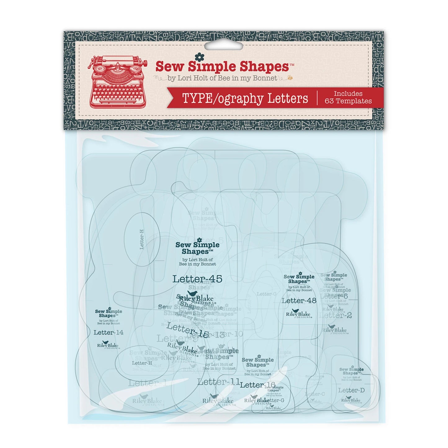 Lori Holt TYPE/ography Letters Sew Simple Shapes STT-45617 set of 63 clear alphabet applique templates