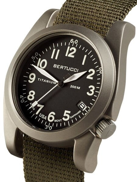 Bertucci A-11T Americana 13331 men's field watch black dial olive nylon band