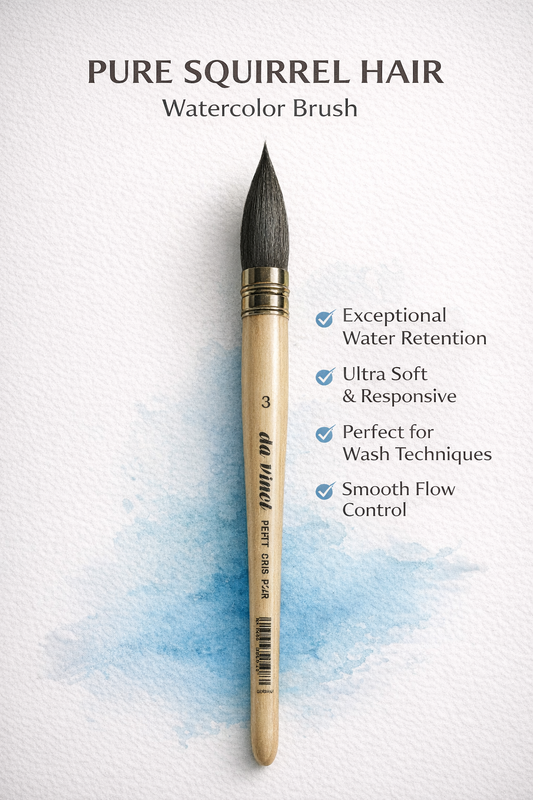 da Vinci Watercolor Series 418 Petit Gris Pur Paint Brush, Wash/Mop Pure Russian Blue Squirrel, Size 3 (418-03)