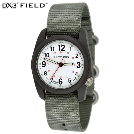 Bertucci DX3 Field Watch white dial olive nylon strap