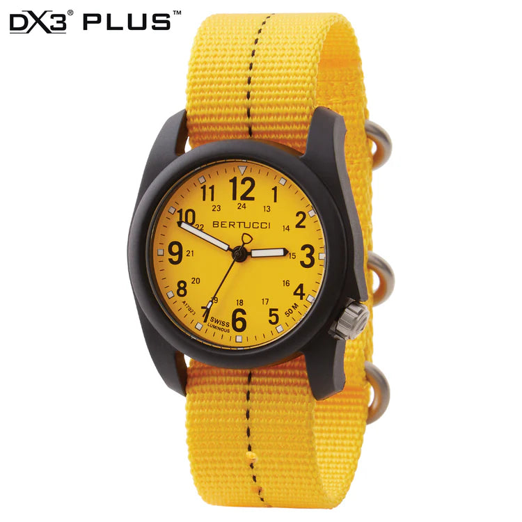 Bertucci DX3 Plus Field Watch 40mm – Pro-Yellow Dial, Nylon B-Type Dash Line Band
