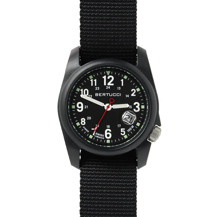 Bertucci DX3 SUPER Field Watch 40mm – Black Dial, Black B-Type Nylon Band