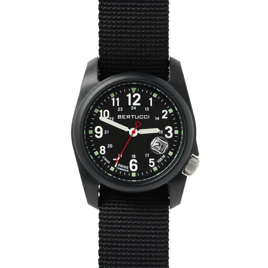 Bertucci DX3 SUPER Field Watch 40mm – Black Dial, Black B-Type Nylon Band