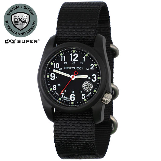 Bertucci DX3 SUPER Field Watch 40mm – Black Dial, Black B-Type Nylon Band
