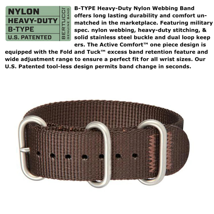 Bertucci DX3 field watch 40mm patrol khaki dial field brown nylon band military outdoor watch