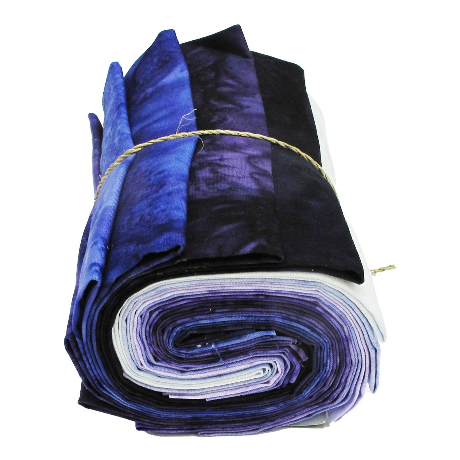 Hoffman Fabrics 1895 Batiks Purple Colorway fat quarter bundle with 12 folded purple batik quilting fabrics from deep plum to soft lavender
