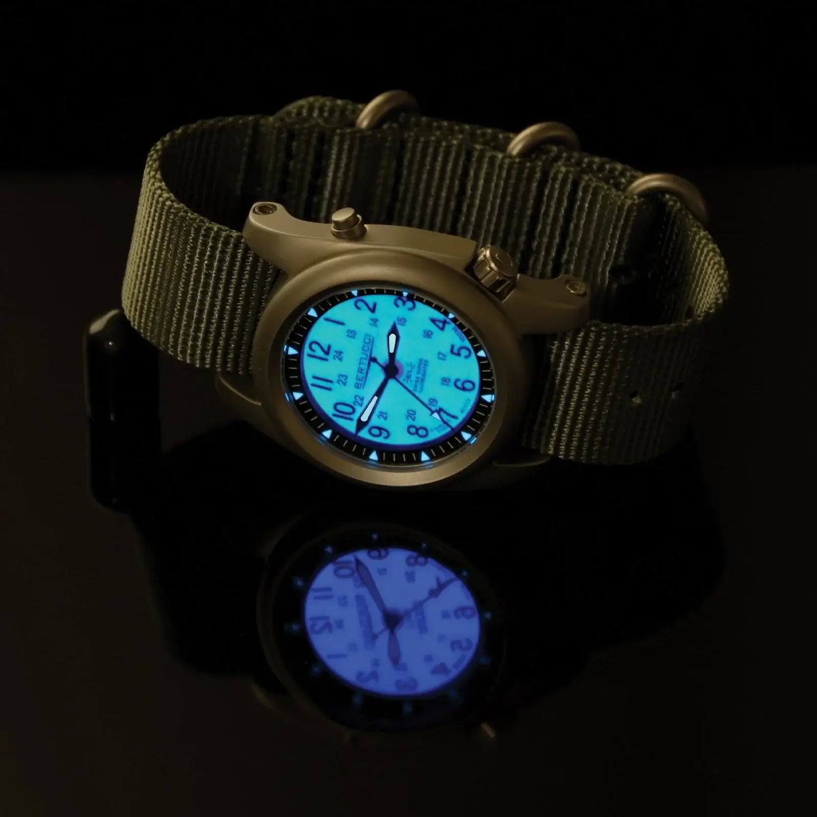 Bertucci A-6A Experior Field Watch 16502 marine green dial defender drab nylon band