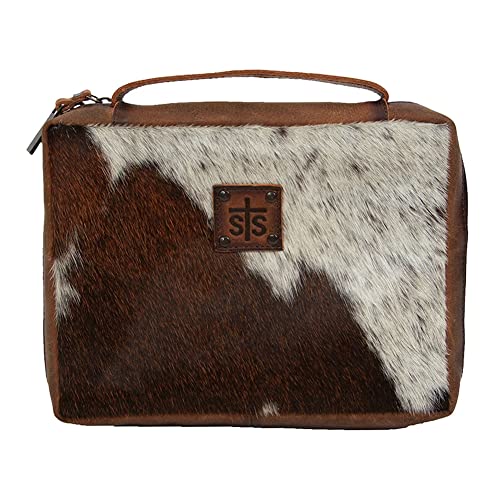 Cowhide Bible Cover by STS Ranchwear in Multicolor woven fabric exterior with full grain leather trim