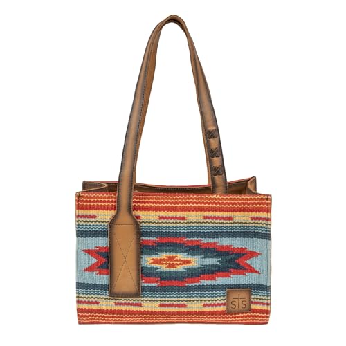 STS Ranchwear Chaynee Valley Serape Collection Ruby Purse-Leather, Conceal Carry Pocket, Dual Handles, Multi by STS Ranchwear in Multi