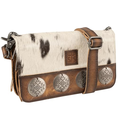 STS Ranchwear Vaquero Evie Organizer STS-34153 Western Zippered Leather Crossbody Wallet w/ 24 Card Slots, Cowhide/Tan by STS Ranchwear in Cowhide/Tan