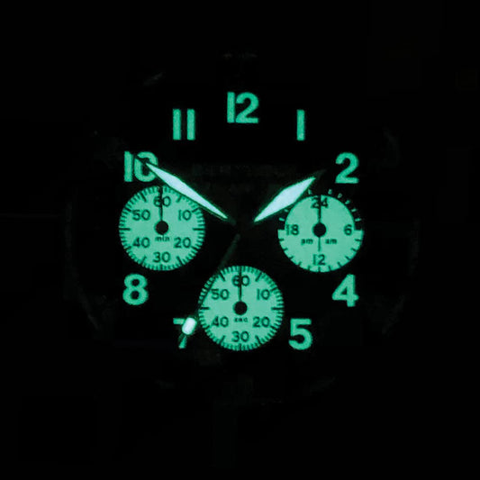 BERTUCCI Mens A-11T Americana Black Dial Matte Horween Analine Latigo Leather Band Chronograph Watch