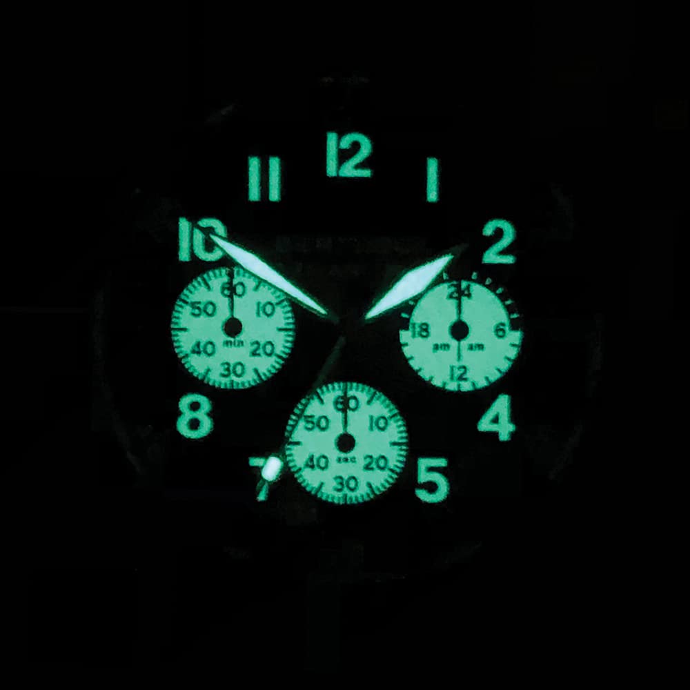 BERTUCCI Mens A-11T Americana Black Dial Matte Horween Analine Latigo Leather Band Chronograph Watch