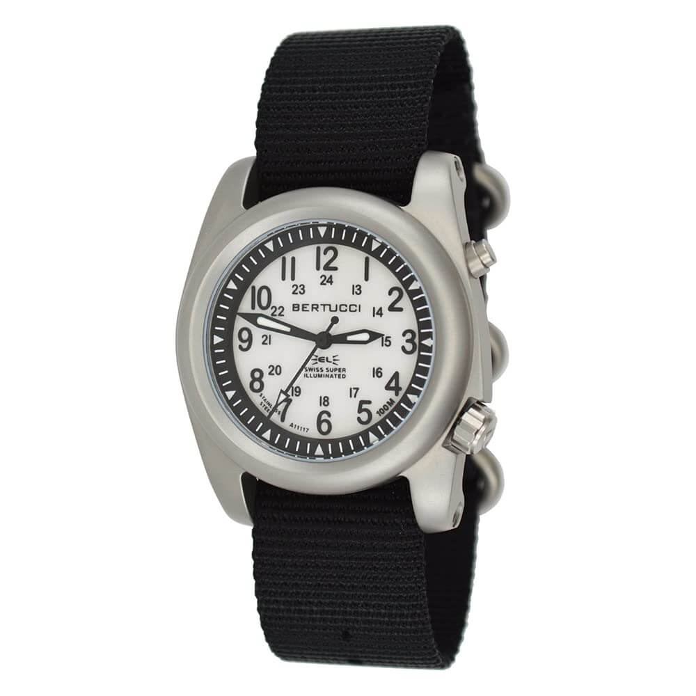 BERTUCCI A-2SEL Super Illuminated - Ghost Gray EL, Black Nylon Band | 40mm Stainless Steel