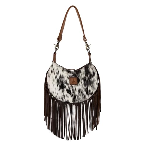 STS Cowhide Nellie Fringe Bag, Color: Tornado/Cowhide (STS-30603) by STS Ranchwear in Brown
