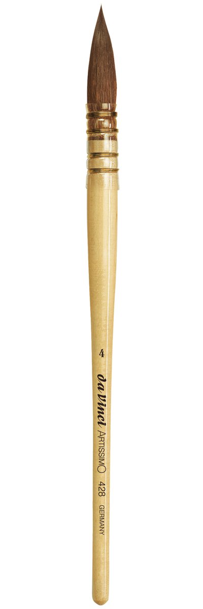 da Vinci Watercolor Series Artissimo Paint Brush, Round Pure Kolinsky Red Sable, Size 4 (428-04) - da Vinci art supplies product photo