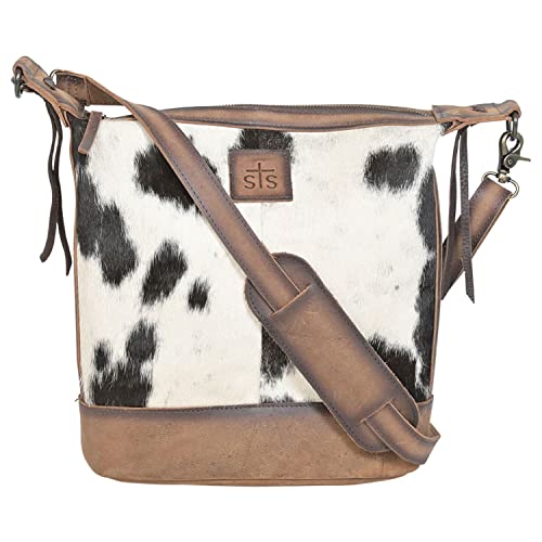 STS Ranchwear Women's Cowhide Mail Bag | Durable Spacious Leather Zipper Crossbody Bag with Various Pockets & Adjustable and Removable Shoulder Strap by STS Ranchwear in Tornado / Cowhide