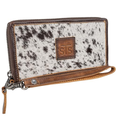 STS Ranchwear Women's Vaquero Bifold STS-64308 Western Zip Around Closure Leather Wallet w/ 8 Card Slots, Cowhide/Tan, 7.5" W x 4" H by STS Ranchwear in Cowhide/Tan