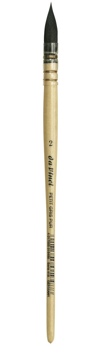 da Vinci Watercolor Series 418 Petit Gris Pur Paint Brush, Wash/Mop Pure Russian Blue Squirrel, Size 2 (418-02) - da Vinci art supplies product photo