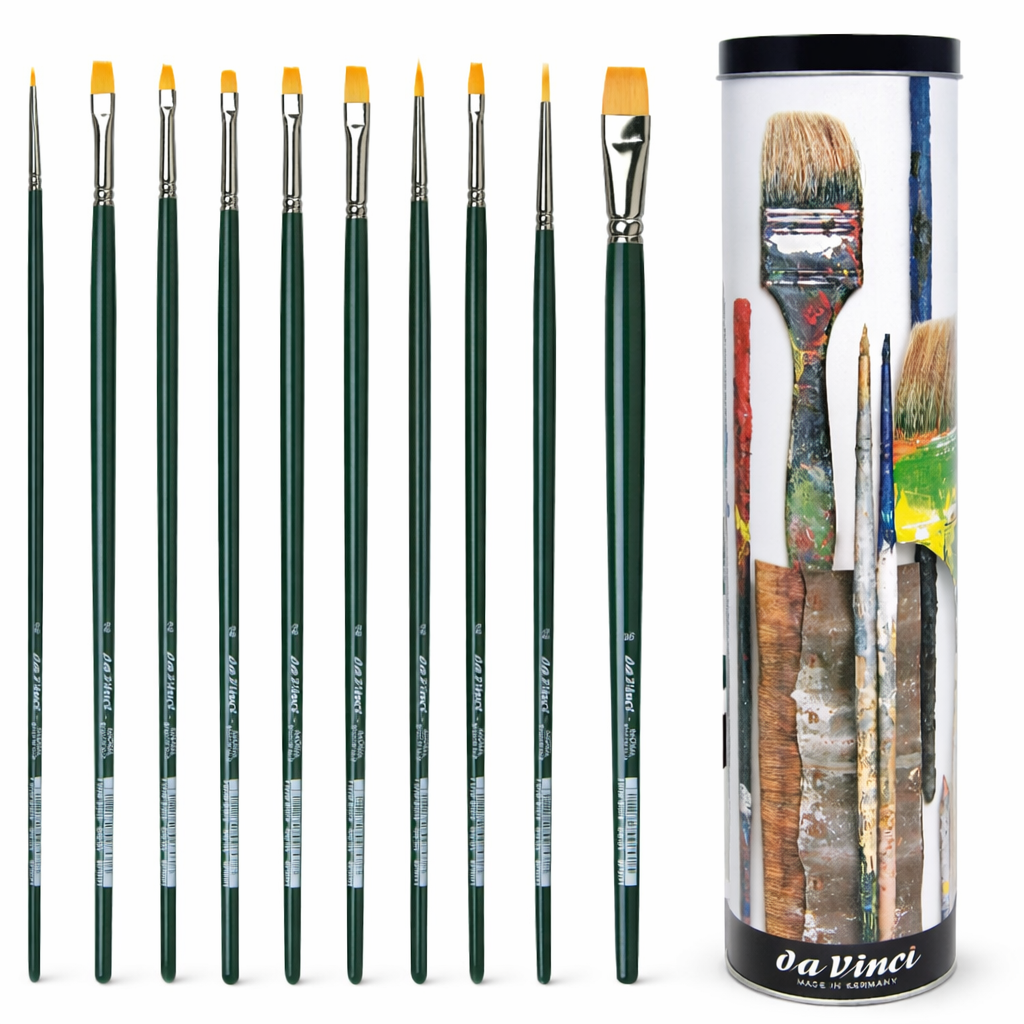 da Vinci Oil & Acrylic Series 5404 Nova Paint Brush Set, Synthetic with Gift Can, Multiple Sizes, 10 Brushes (Series 1670 and 1870)
