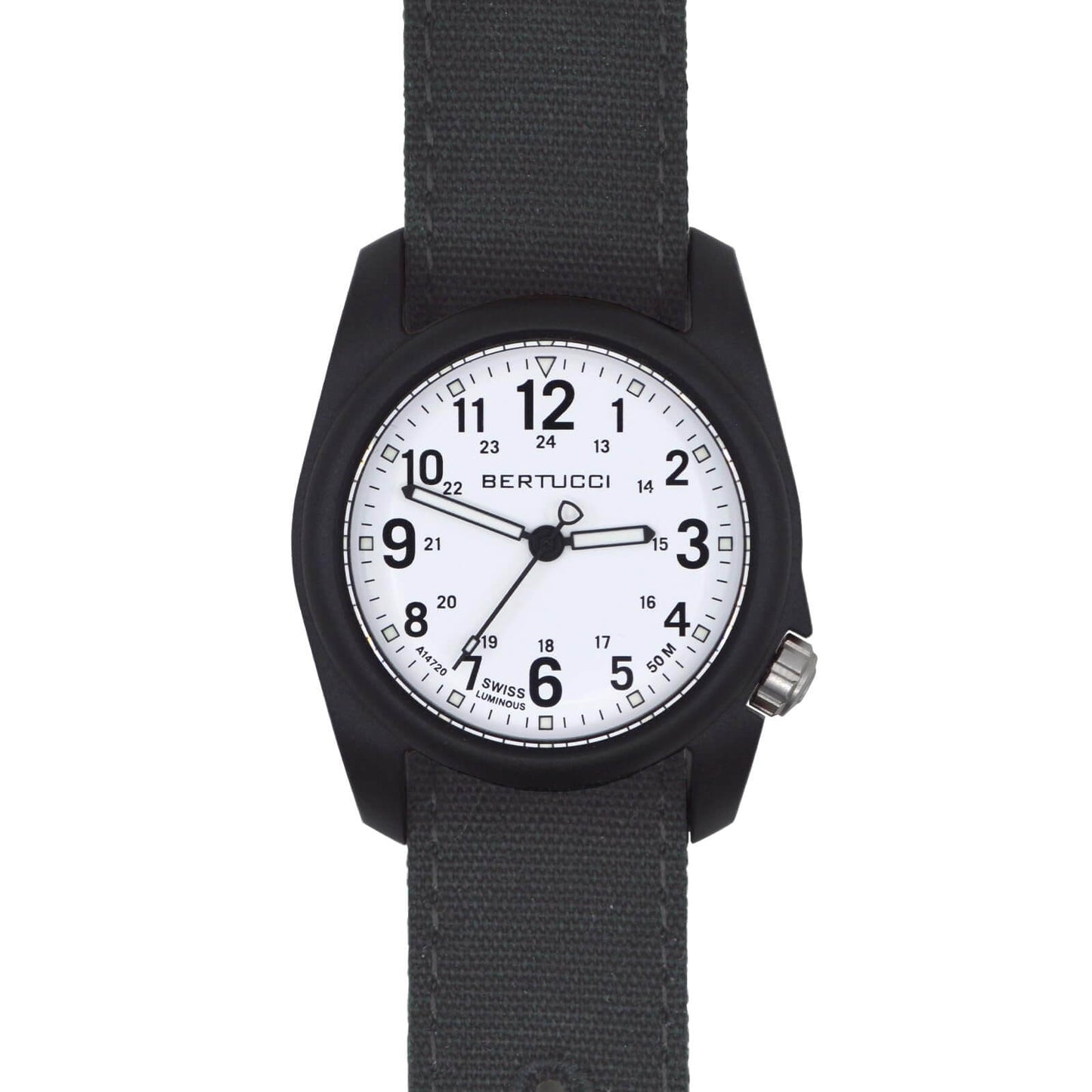BERTUCCI Mens DX3 Black Comfort Canvas Band White Analog Dial Quartz Watch