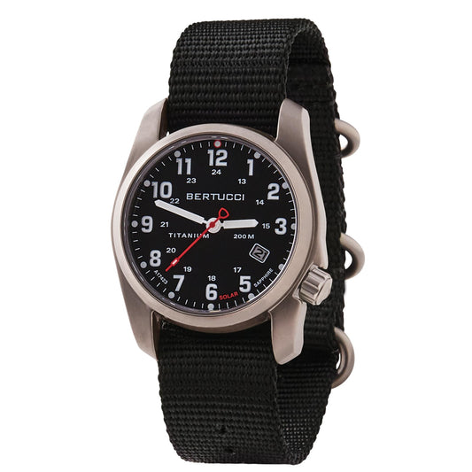 Bertucci A-2TS Solar Classic Black Dial with Black Nylon Band 40mm Titanium Watch