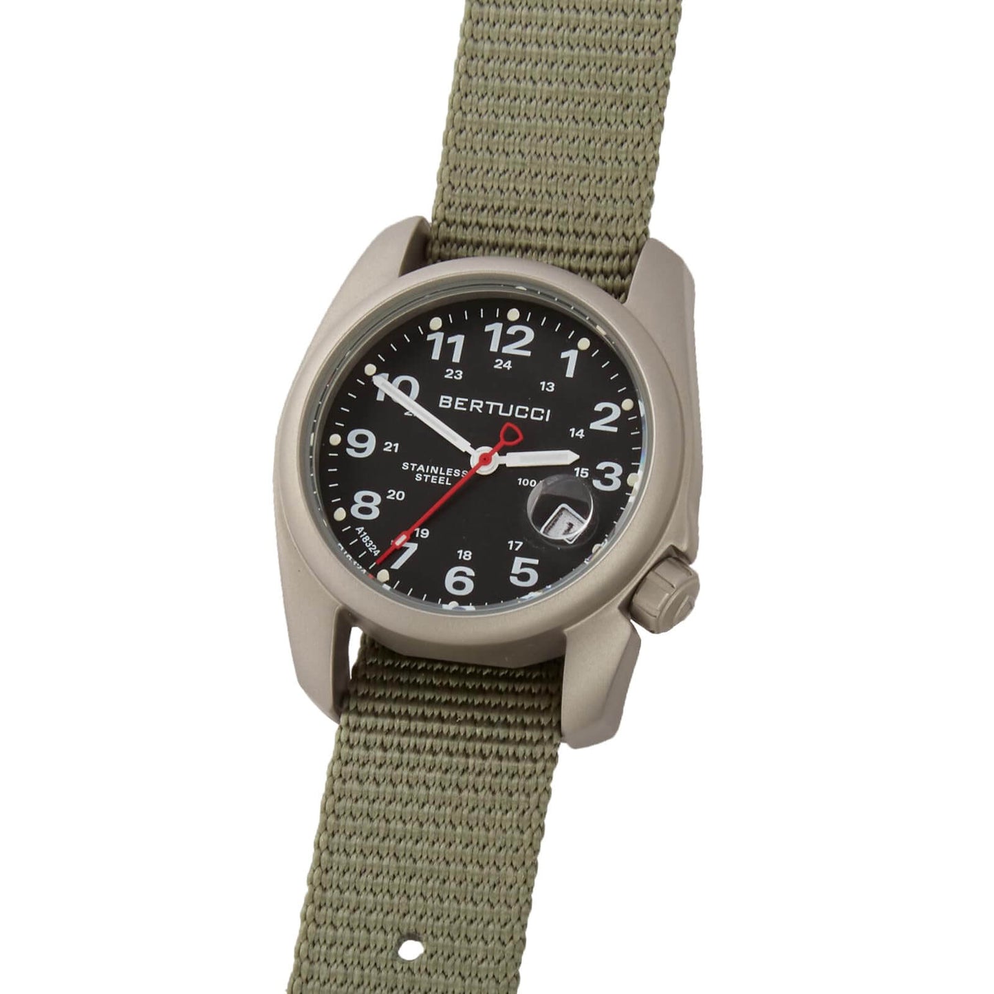 BERTUCCI A-1S Super Field™ - Black Dial w/ Defender Drab Nylon Band | 36mm Stainless Steel Case