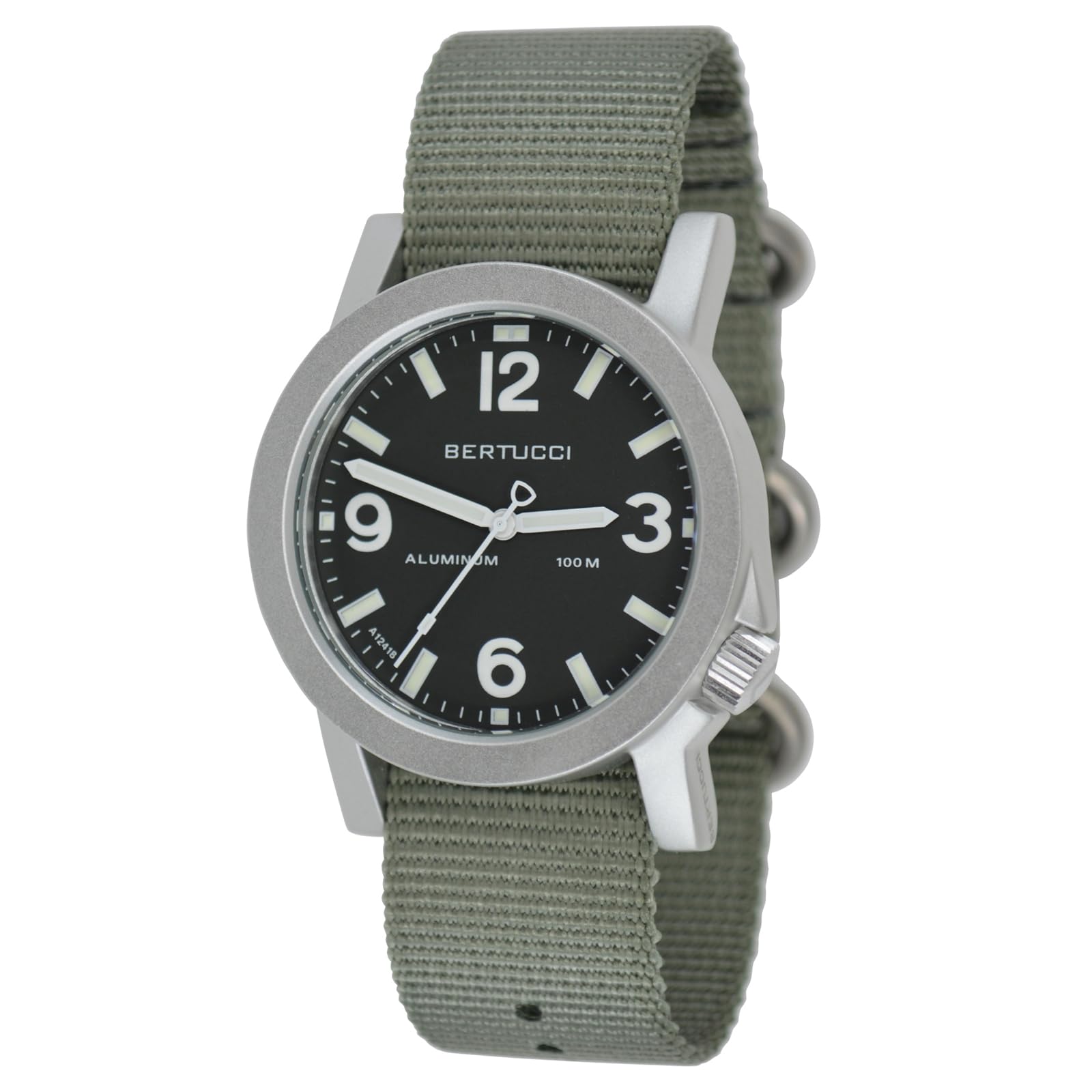 Bertucci A-6A Experior Field Watch 16502 marine green dial defender drab nylon band