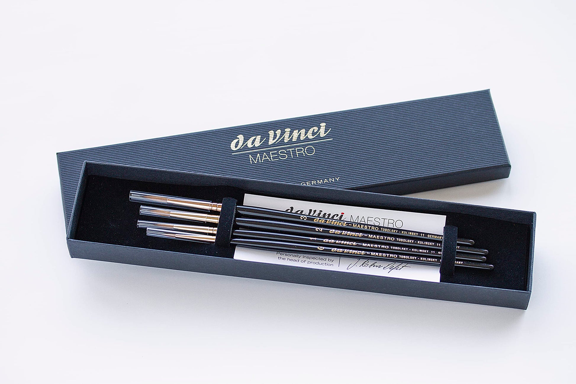 da Vinci Brushes Maestro Kolinsky 4 Brush Gift Box Set - Series 11 Full Belly Rounds Sizes 0, 1, 2 & 3 for Watercolor - da Vinci art supplies product photo