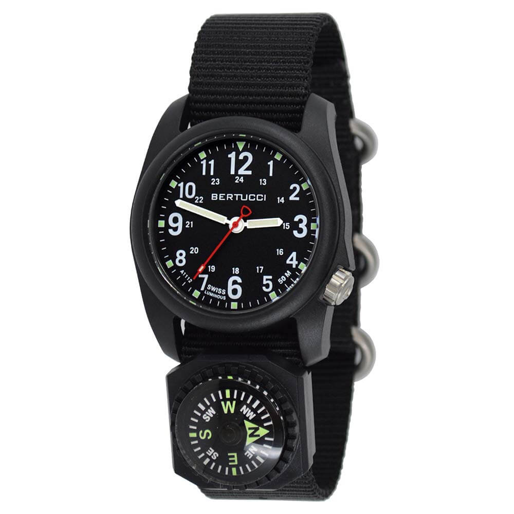 Bertucci Men's Black Dial Nylon Band Quartz Watch – 11102