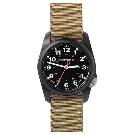 Bertucci A-1R Field Comfort 10502 Mens Khaki Nylon Band Black Quartz Dial Watch