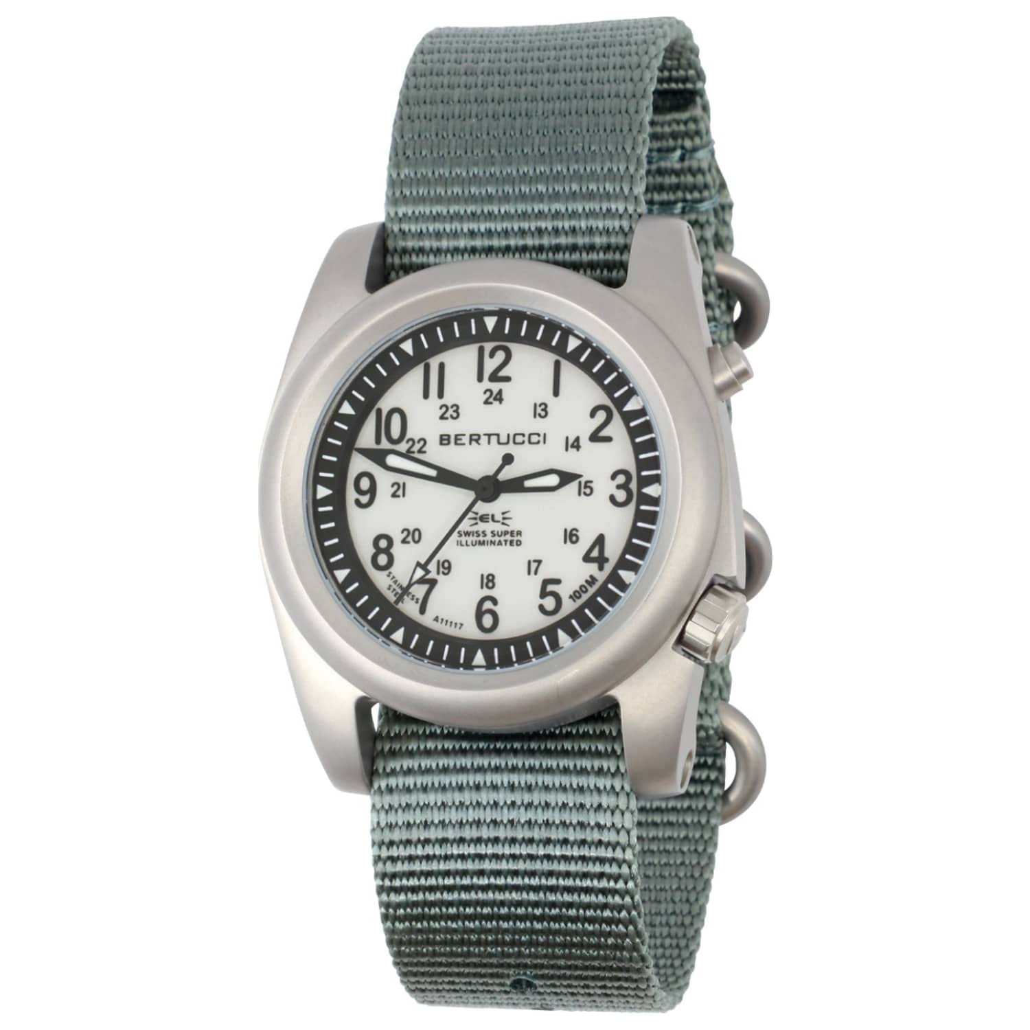 Bertucci A-6A Experior Field Watch 16502 marine green dial defender drab nylon band
