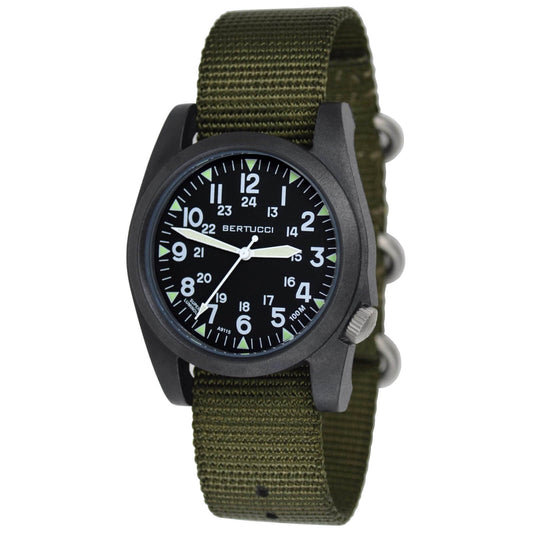 Bertucci A-3P Sportsman 13351 black dial defender olive nylon band