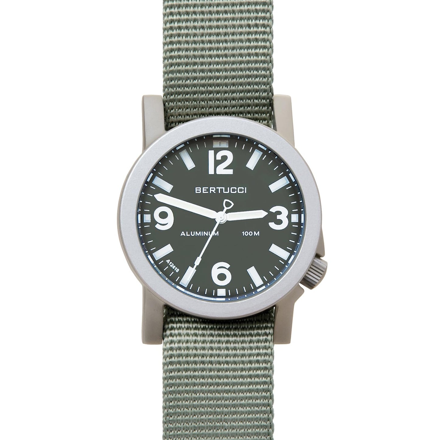 Bertucci A-6A Experior Field Watch 16502 marine green dial defender drab nylon band