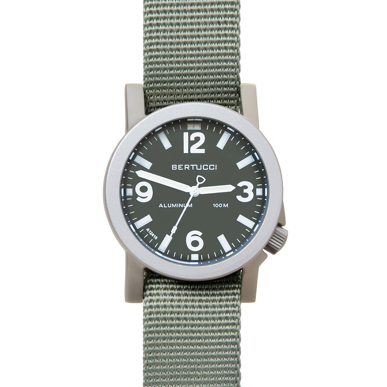 Bertucci A-6A Experior Field Watch 16502 marine green dial defender drab nylon band