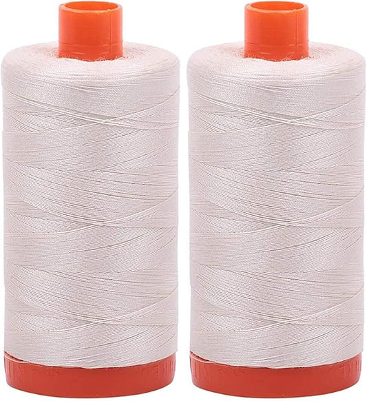2-Pack - Aurifil 50WT - Silver White (2309) Solid - Mako Cotton Thread - 1422 Yards Each