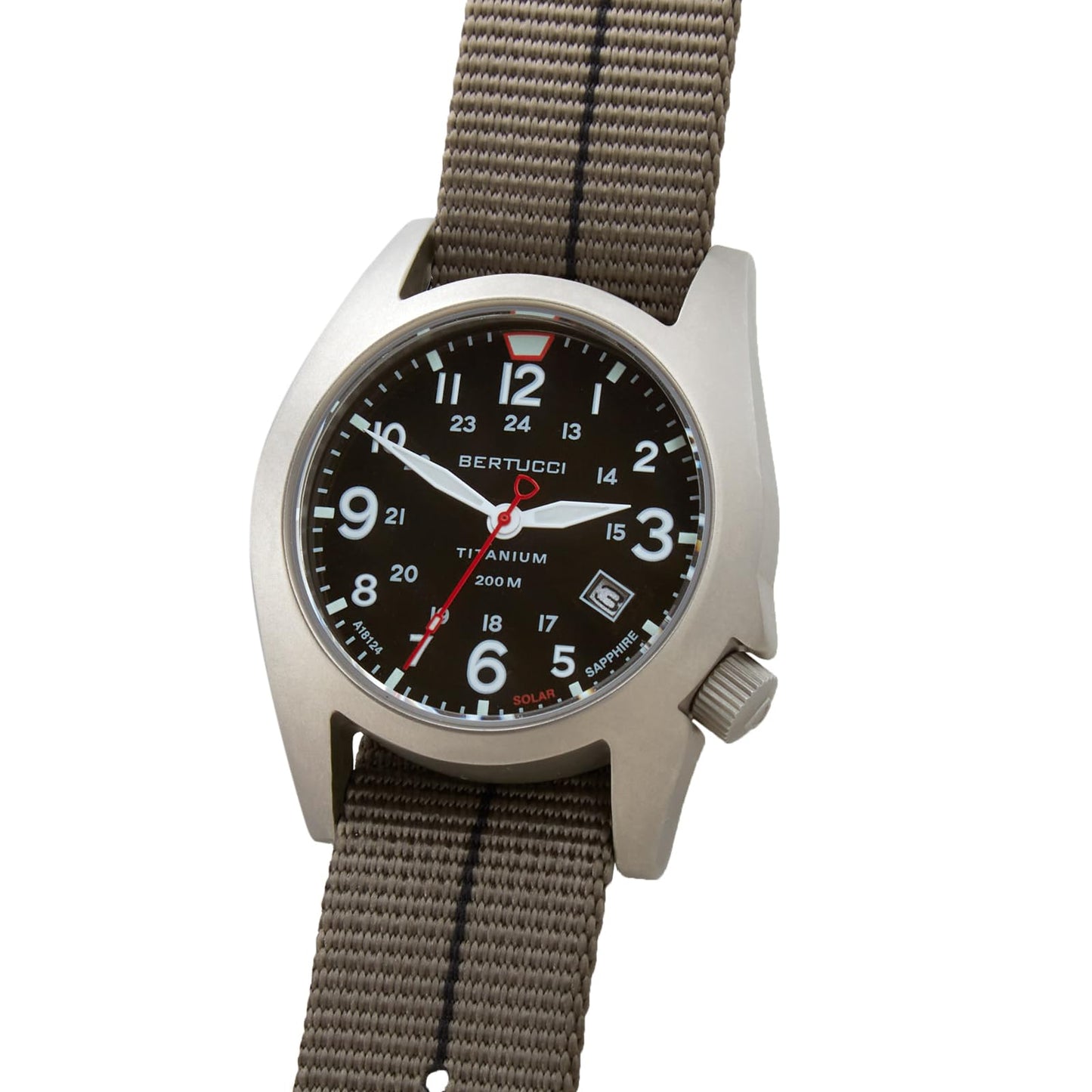 Bertucci A-7TS RETROSPEC™ Solar Black Dial, Ghost Gray™ w/ Black Pro-Stripe™ 41mm Titanium Watch