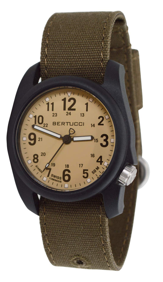 Bertucci DX3 Field Watch 11091 patrol khaki dial bark comfort canvas band