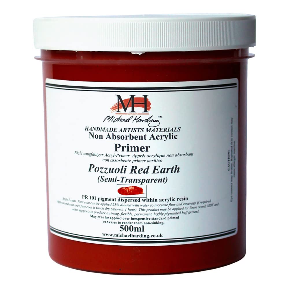 Michael Harding, Non-Absorbent Acrylic Primer, Pozzuoli Red Earth, 500ml, NAAPPRE5 - Michael Harding art supplies product photo
