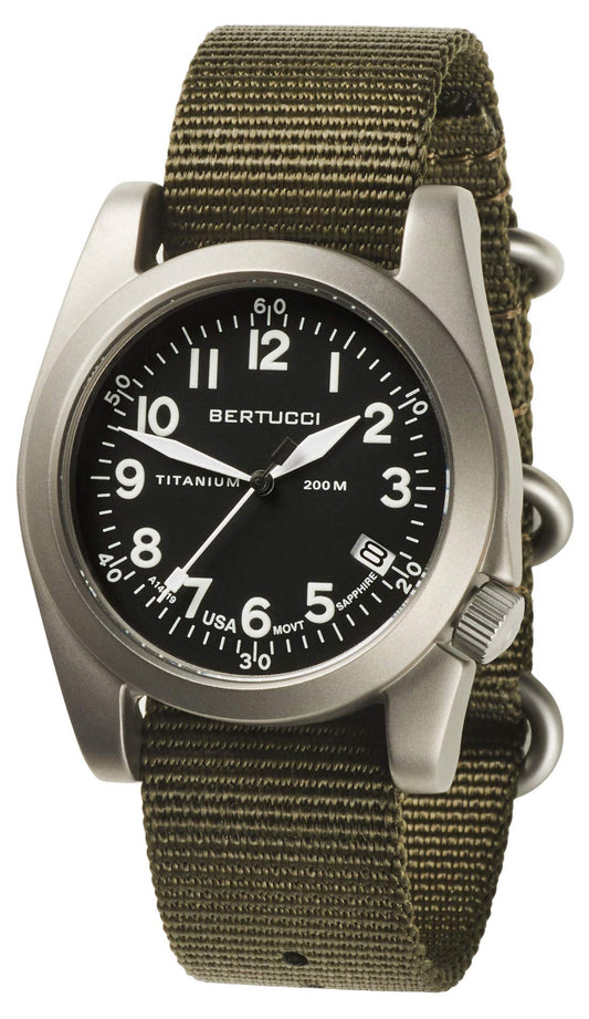 Bertucci A-11T Americana 13331 men's field watch black dial olive nylon band