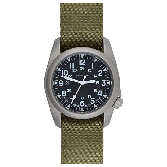 Bertucci A-2s Vintage 11501 black dial field drab comfort-webb nylon band
